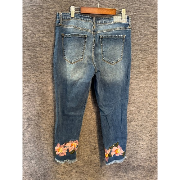 Aeropostale Denim - Aeropostale Womens Floral Embroidered Frayed Hem Skinny Jeans Medium Wash Size 8